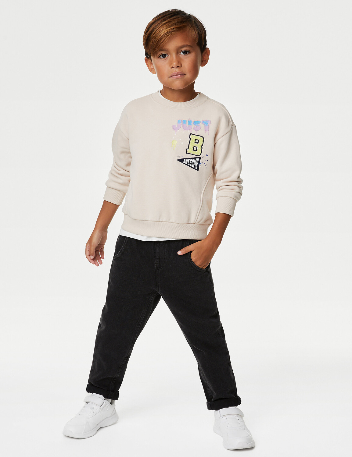 

Свободные джинсы (2–8 лет) Marks & Spencer, черный джинс