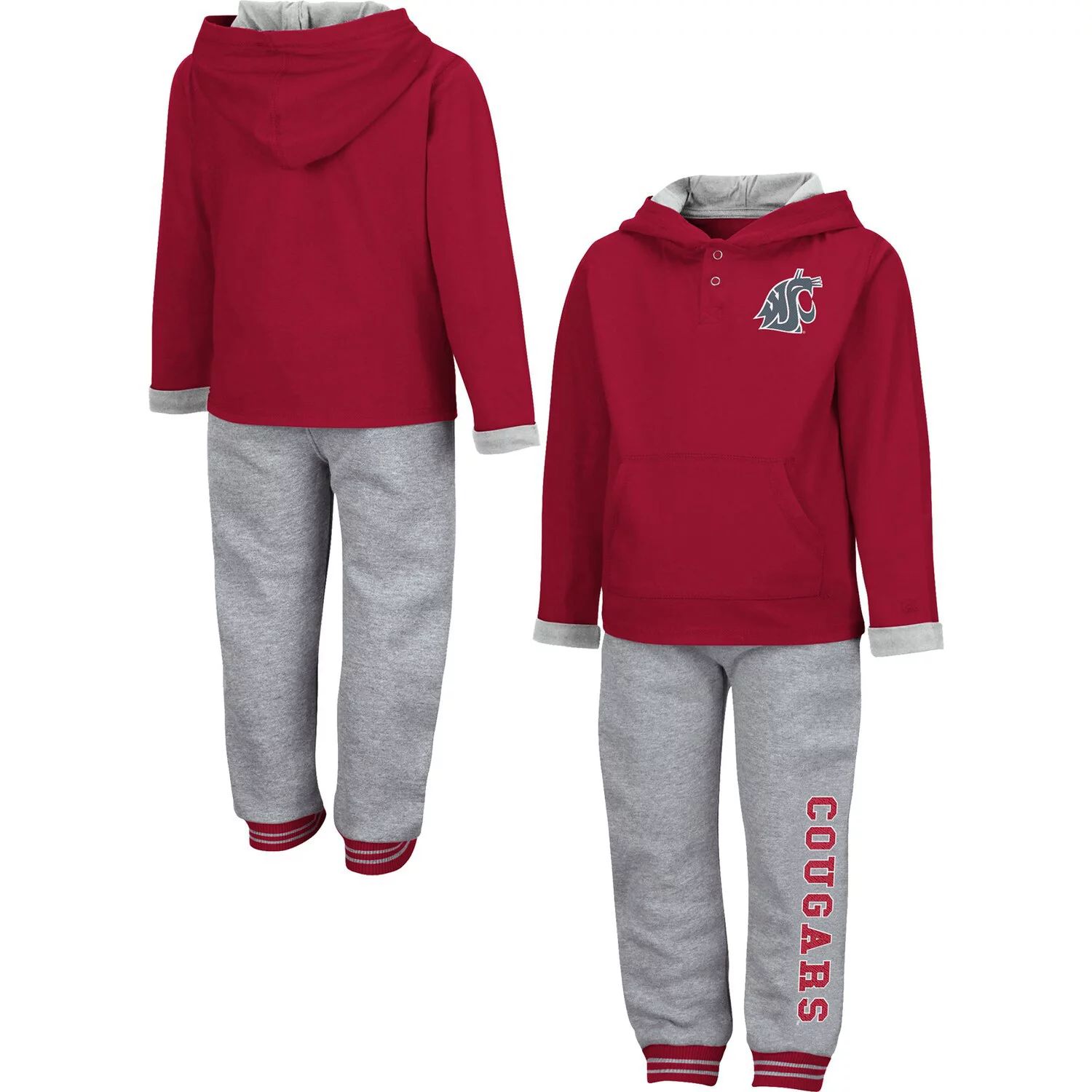Комплект из пуловера с капюшоном и спортивных штанов для малышей Colosseum Crimson/Heathered Grey Washington State Cougars Poppies Colosseum