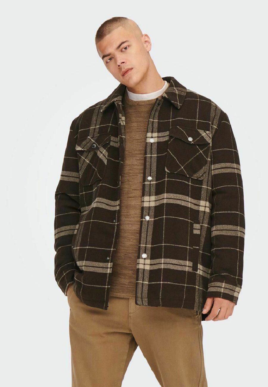 

Куртка Only & Sons LOOSE CHECK, цвет seal brown