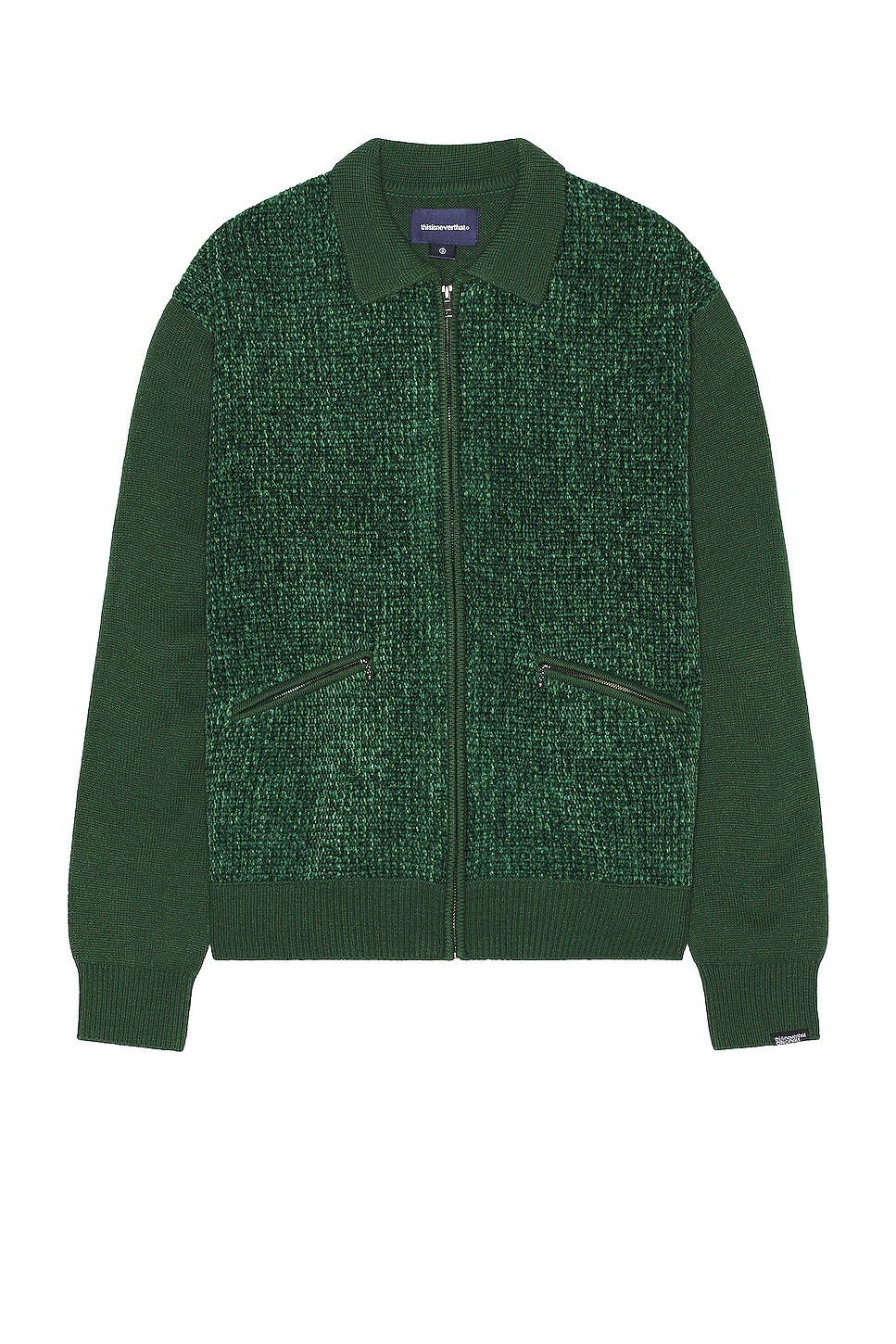 Рубашка Thisisneverthat Velvet Knit Zip Polo, зеленый поло thisisneverthat velvet knit zip размер xl зеленый