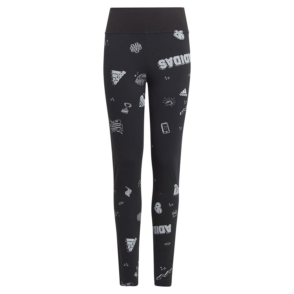 

Леггинсы adidas Brand Love Allover Print, черный