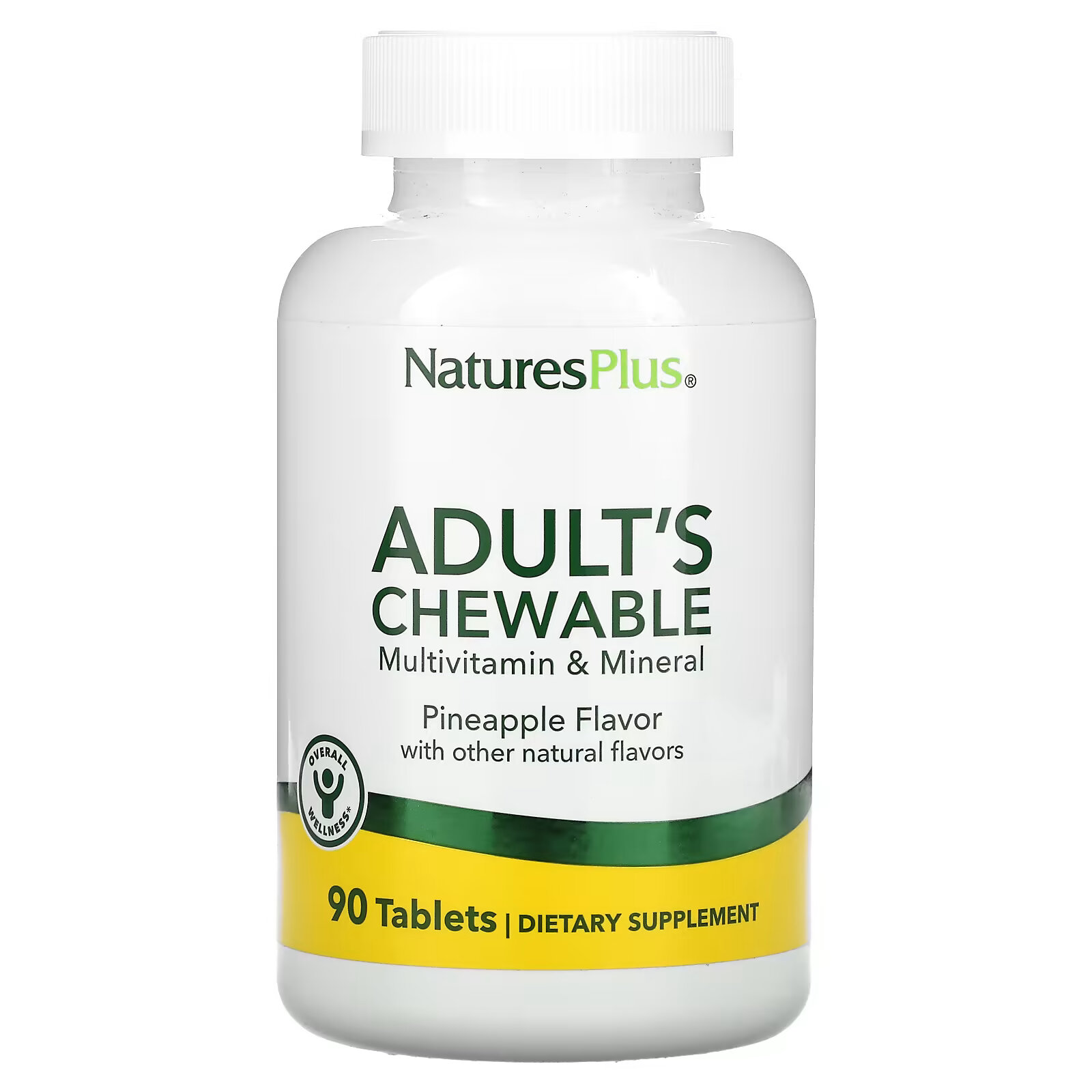 NaturesPlus, жевательные мультивитамины и минералы для взрослых, со вкусом ананаса, 90 таблеток мультивитамины и минералы gold s gym 90 таблеток