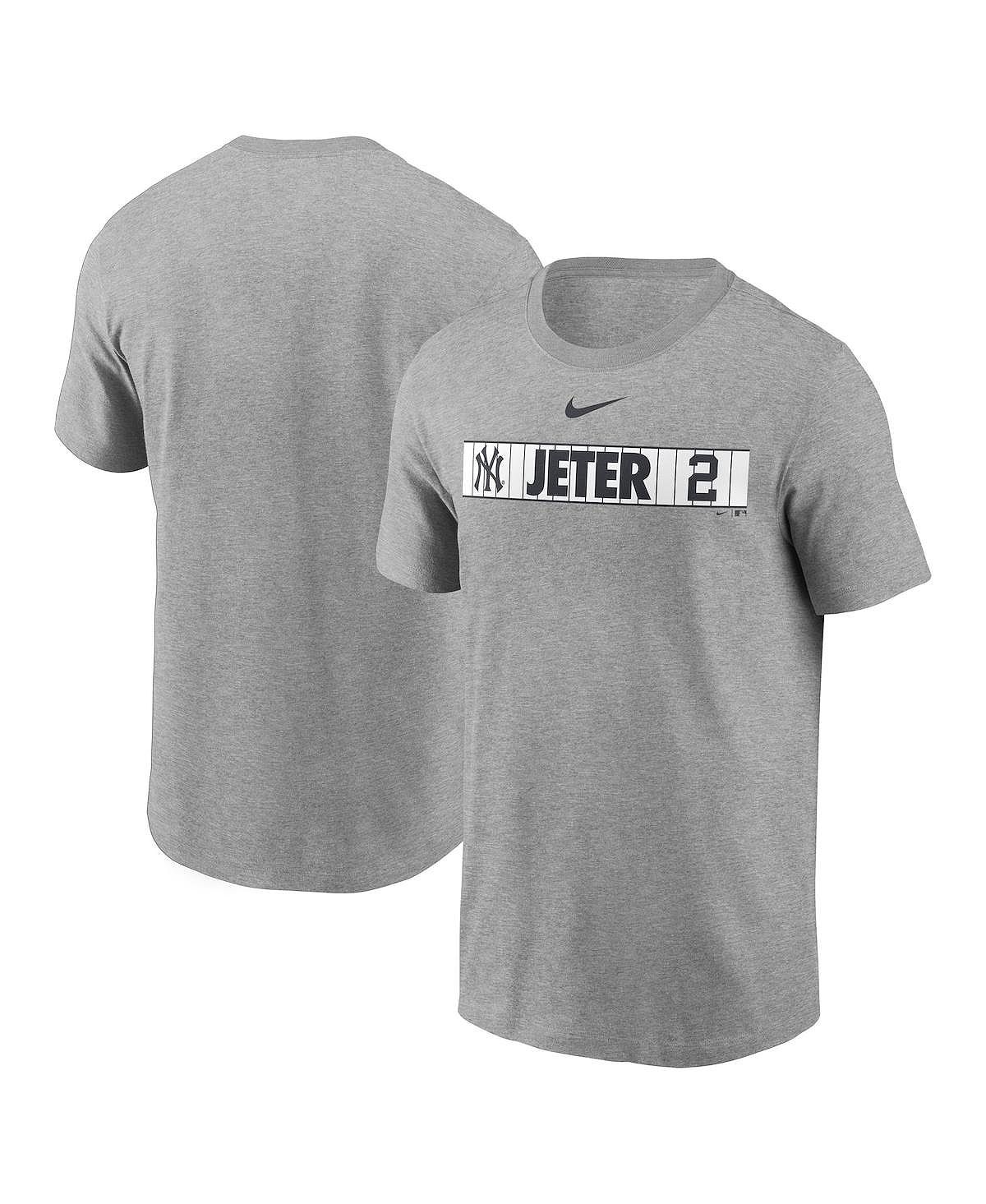 Мужская футболка derek jeter heathered grey new york yankees в раздевалке Nike, мульти