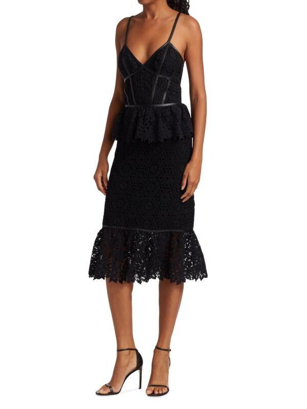 

Кружевное платье-миди-бюстье Prabal Gurung Black