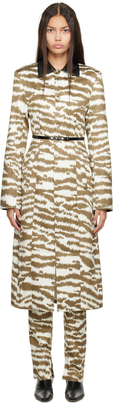 

Коричневый и Off-White тренч с тигром JUNEYEN