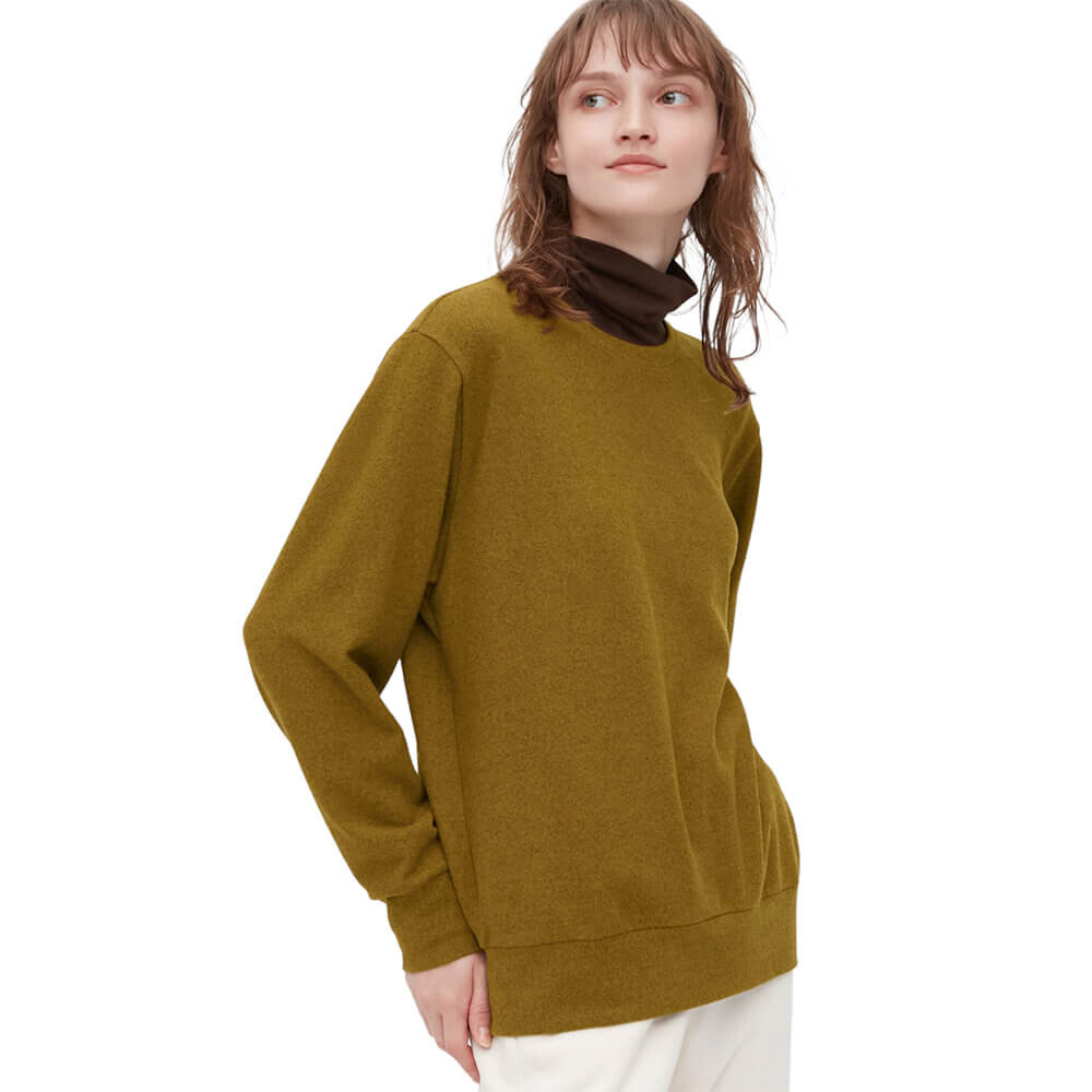 

Лонгслив Uniqlo Soft Knitted Crew Neck Fleece, горчичный
