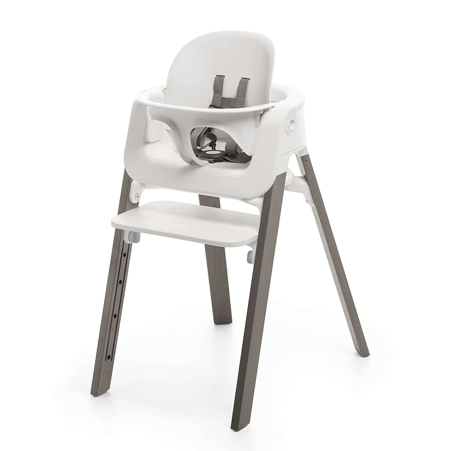 Детский стульчик-трансформер Stokke Steps, серый/белый шезлонг на стульчик stokke steps newborn set greige серый