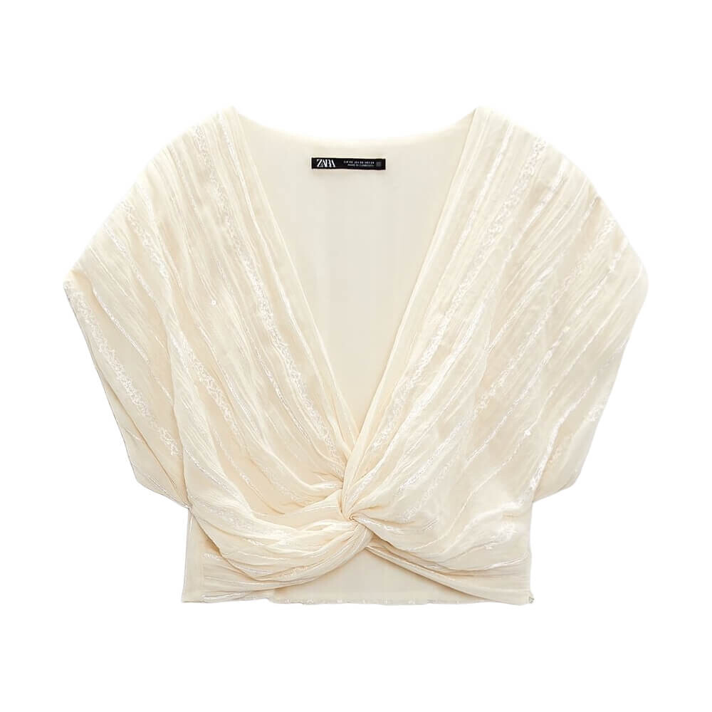 

Кроп-топ Zara With Knot, экрю