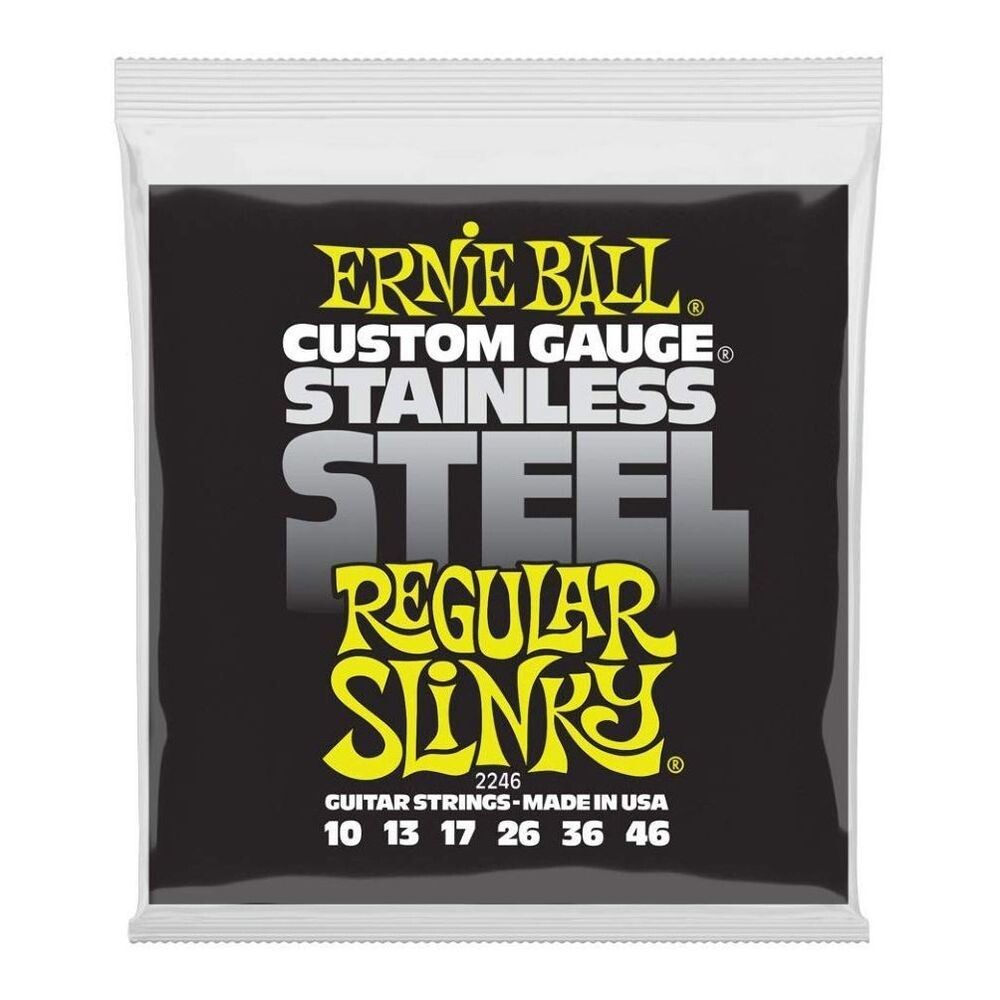 

Струны Ernie Ball 2246 Regular Slinky для электрогитары с обмоткой из нержавеющей стали (калибр 10-46)