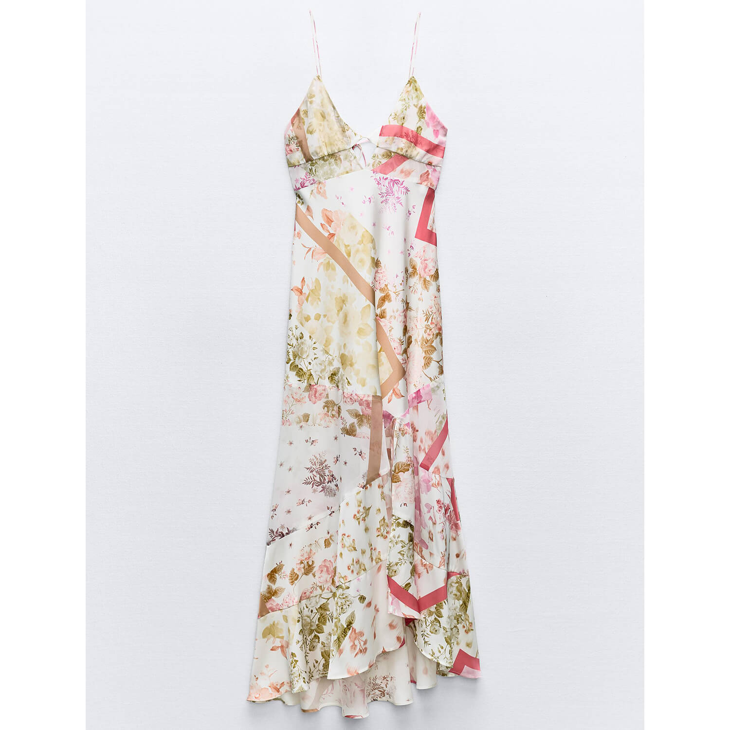 Платье Zara Printed Contrast Semi-Sheer, мультиколор блузка zara semi sheer wrap бежевый