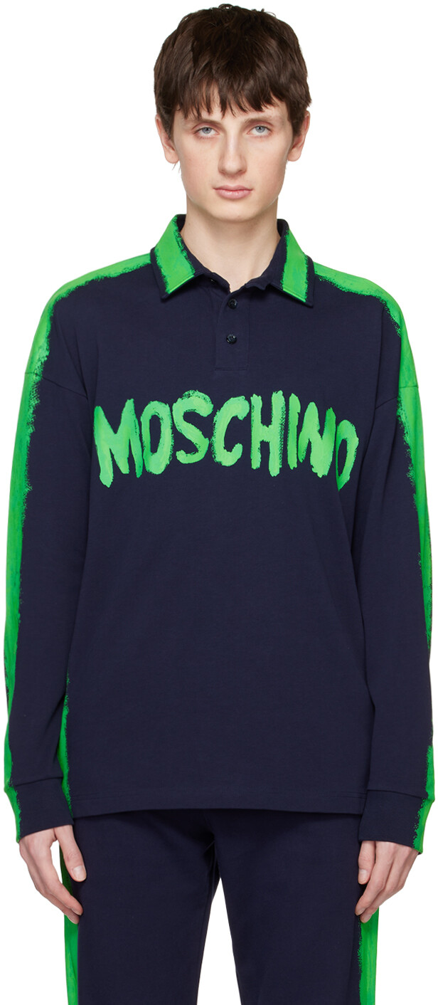 

Темно-синяя футболка-поло Moschino, Синий