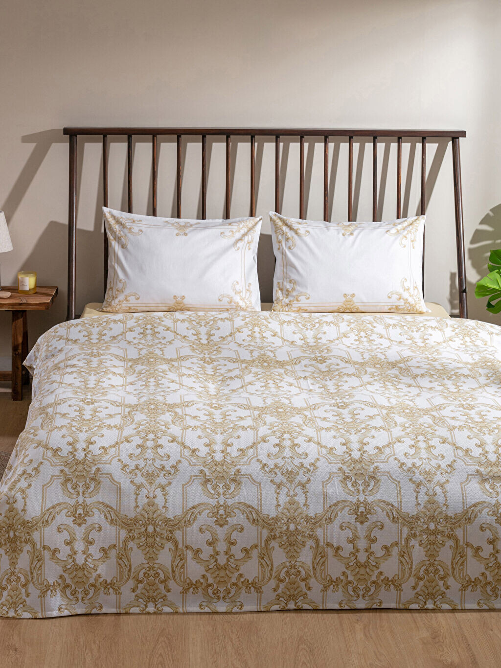 

Комплект постельного белья LCW Home Double Patterned Cotton, белый/золотой
