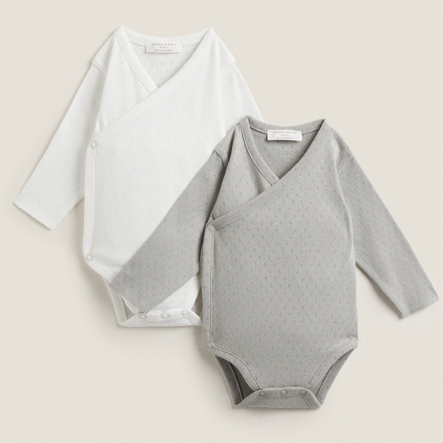 

Комплект боди Zara Home Openwork, 2 предмета, серый/белый