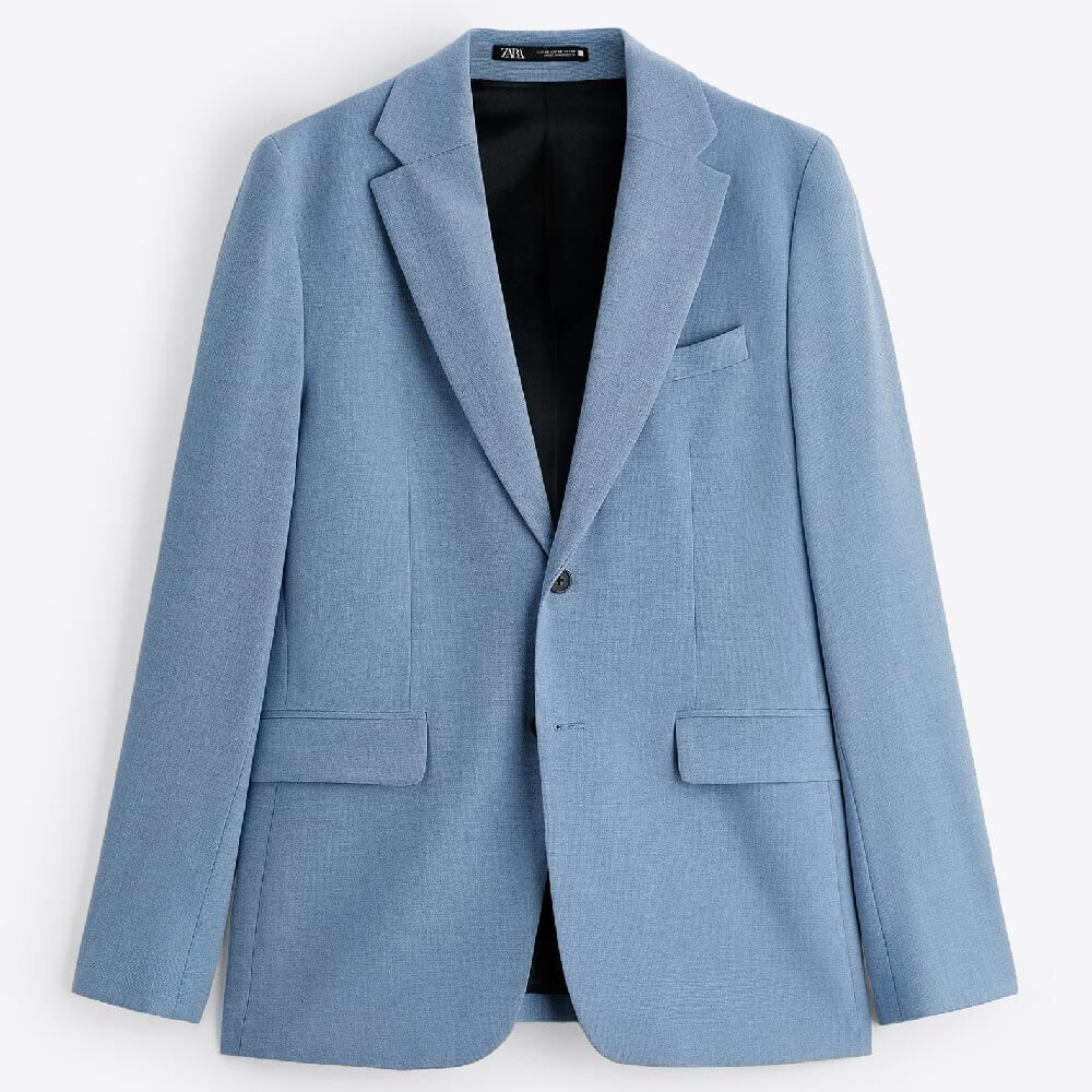 

Пиджак Zara Textured Suit, голубой