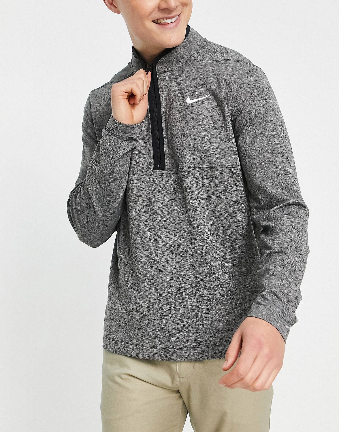 

Темно-серый меланжевый топ на молнии Nike Golf Victory