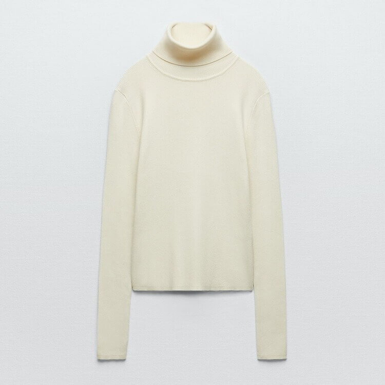 

Cвитер Zara Basic Ribbed Knit, кремовый, Бежевый