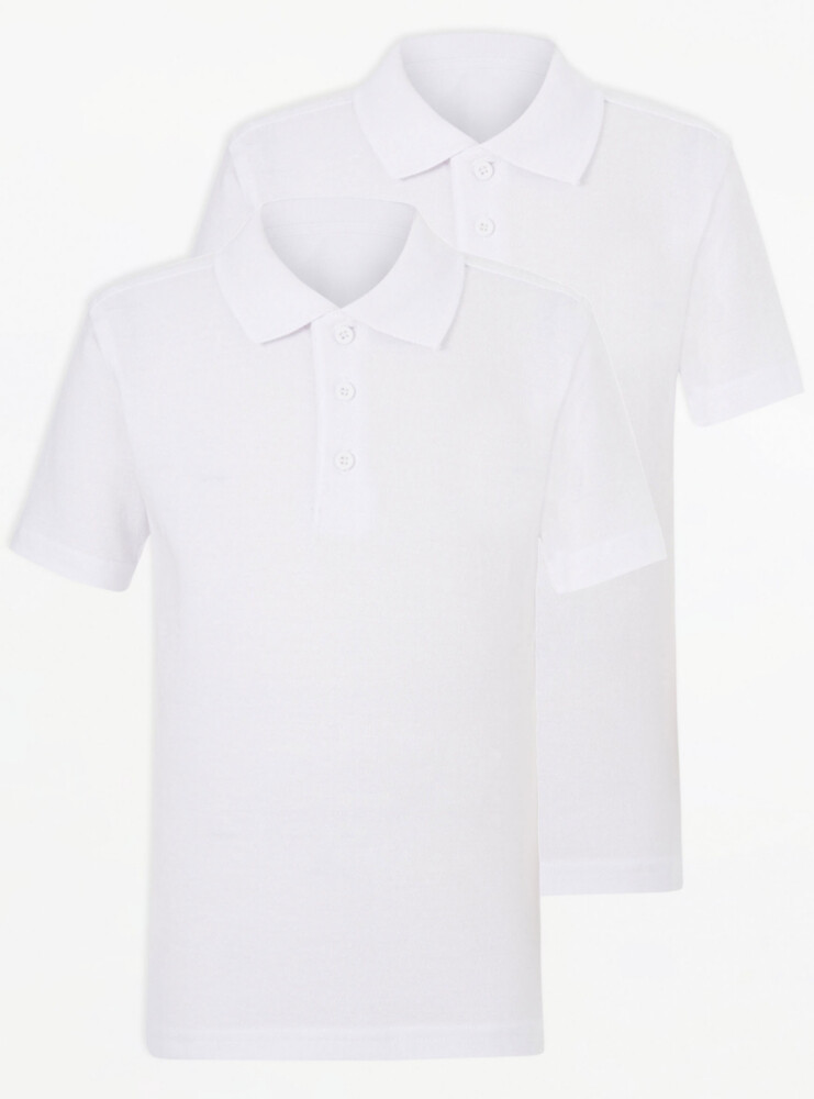 

Белые рубашки поло School Slim Fit, 2 шт. в упаковке George., белый