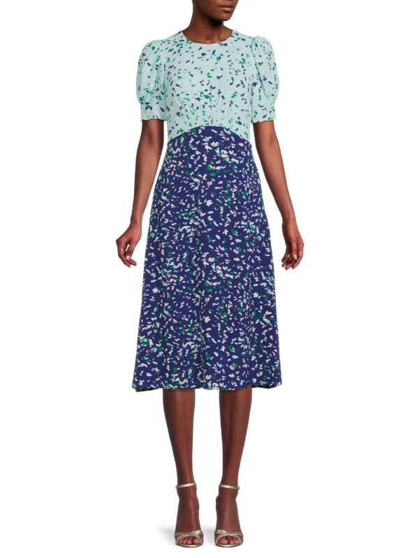 

Платье из крепа с абстрактным принтом Vince Camuto Navy multicolor