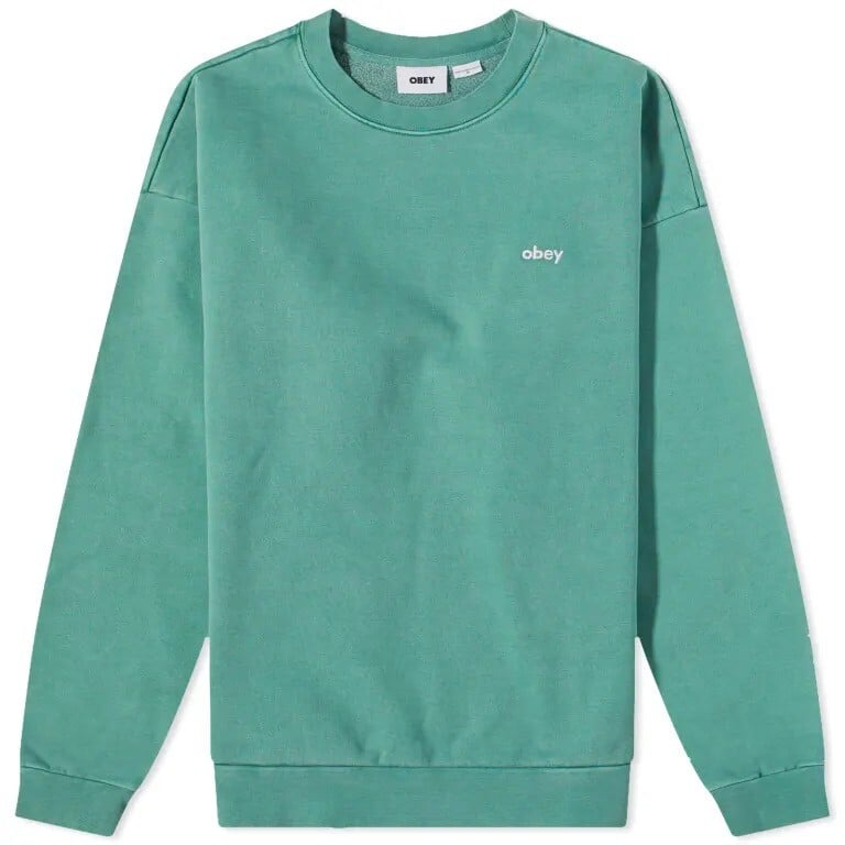 

Толстовка Obey Lowercase Pigment Crew Neck, бирюзовый, Зеленый
