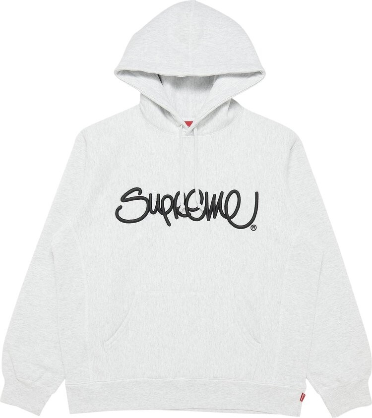 

Толстовка Supreme Raised Handstyle Hooded Sweatshirt 'Ash Grey', серый