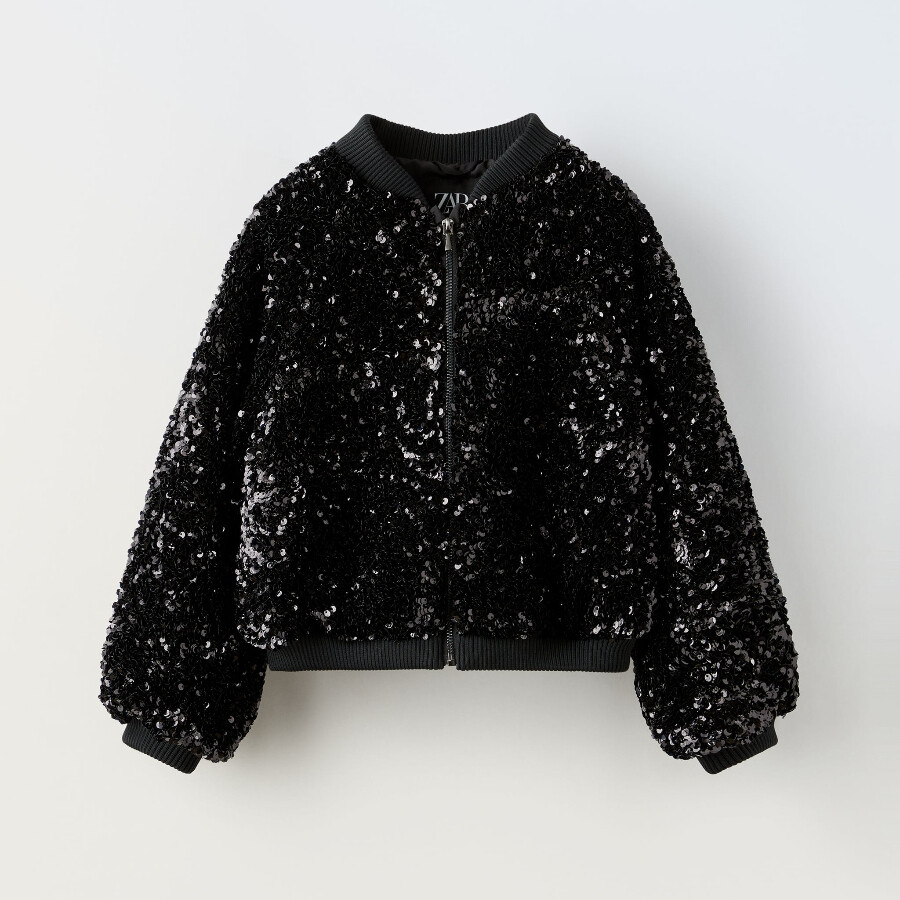 

Куртка-бомбер для девочки Zara Sequin, черный