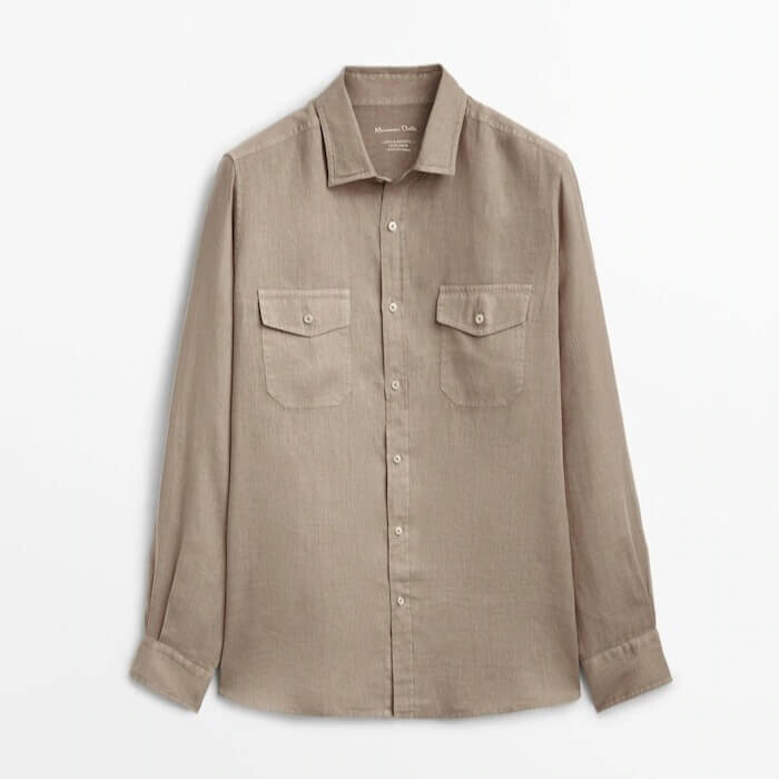 

Рубашка Massimo Dutti Linen With Pockets, бежевый