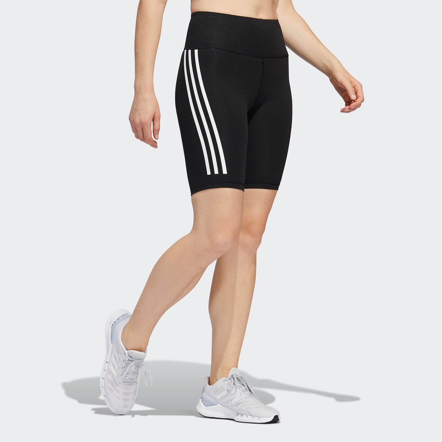 

Женские велосипедные короткие тайтсы Adidas Optime TrainIcons с 3 полосками, черный