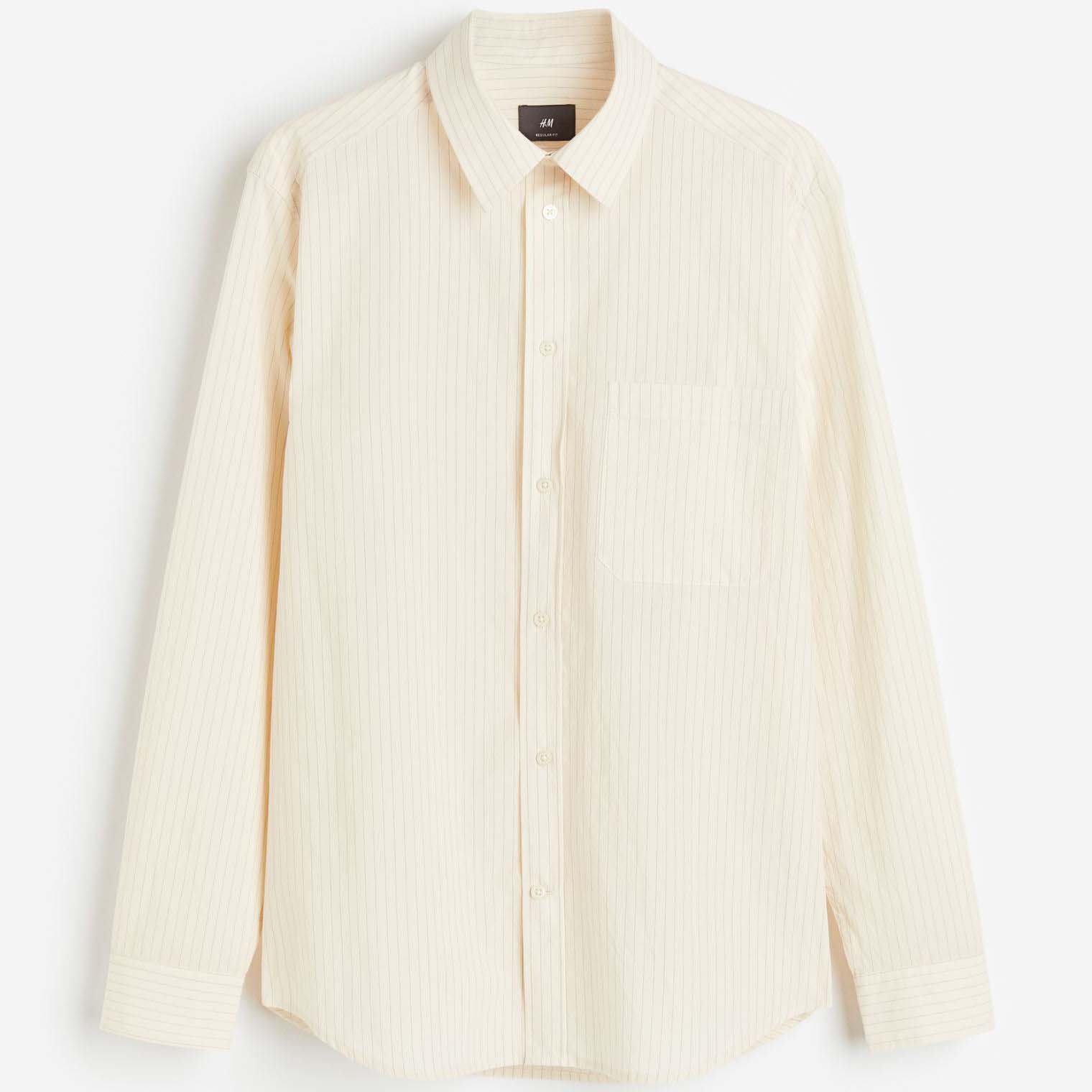 цена Рубашка H&M Striped Regular Fit, кремовый