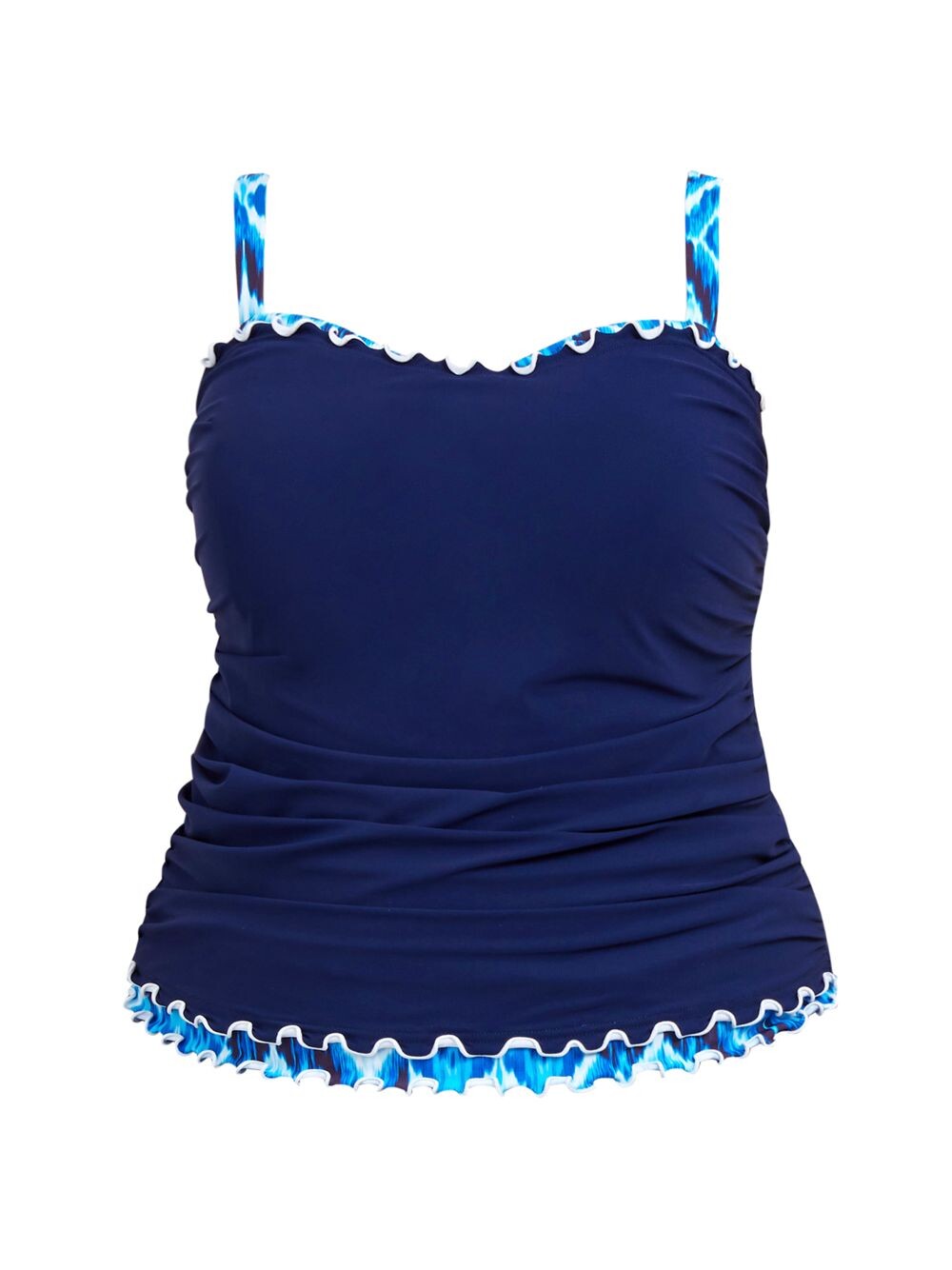 

Топ танкини с оборками и принтом Plus Gottex Swimwear, нави