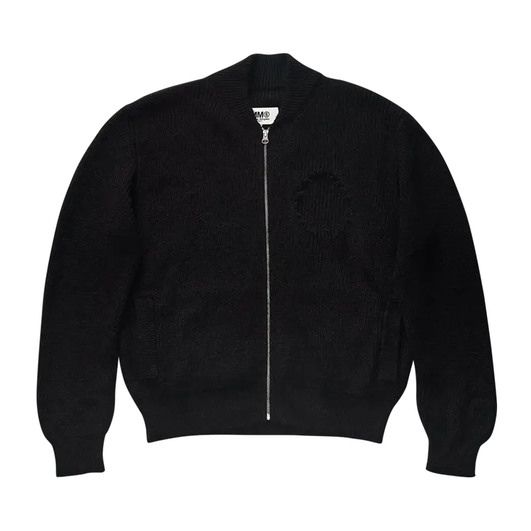 

Кардиган MM6 Maison Margiela Destroyed Zip Up 'Black', черный