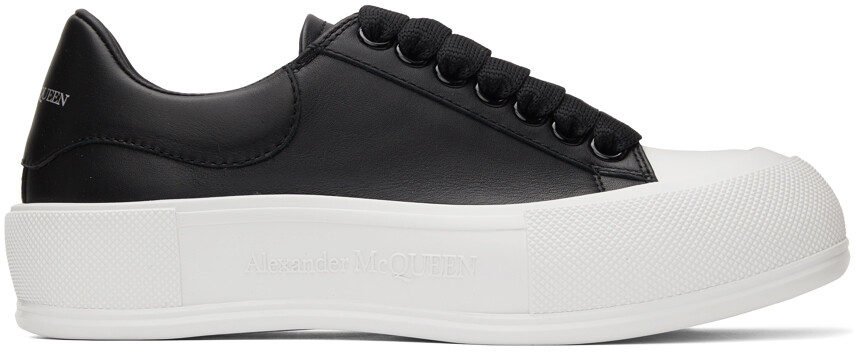 

Черно-белые кожаные кроссовки Deck Plimsoll Alexander McQueen