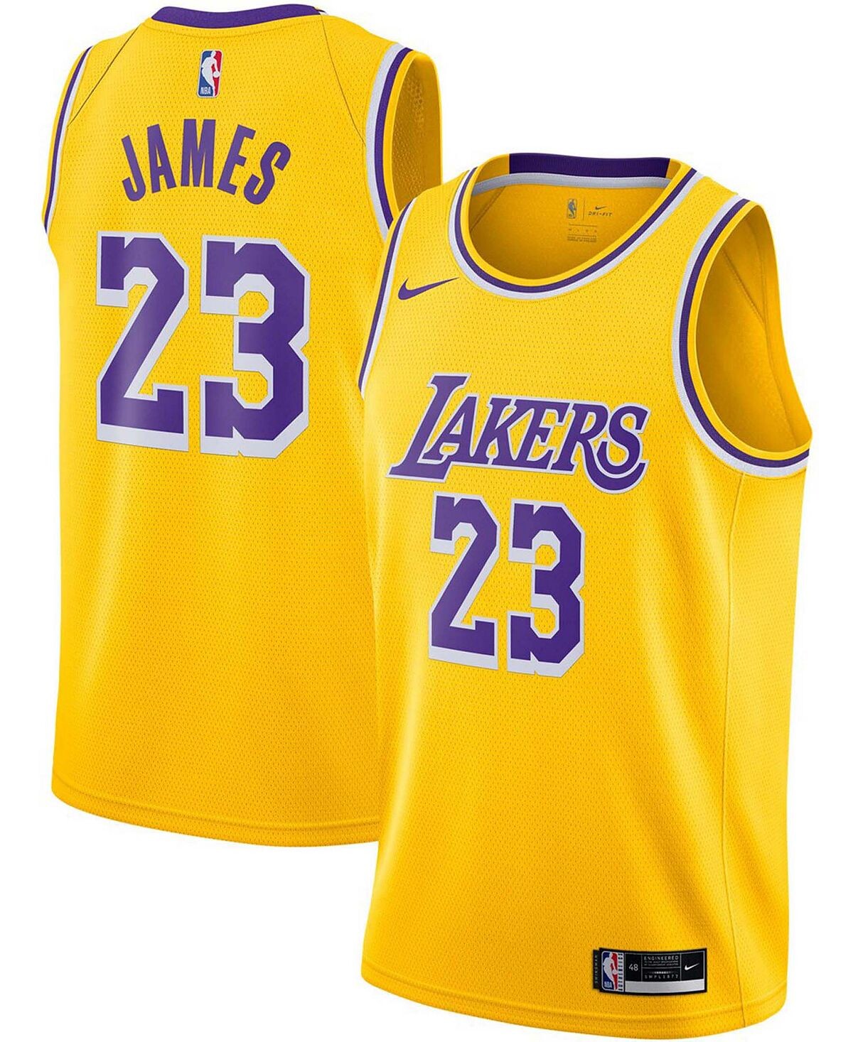 

Мужская футболка lebron james los angeles lakers 2020/21 swingman - icon edition Nike