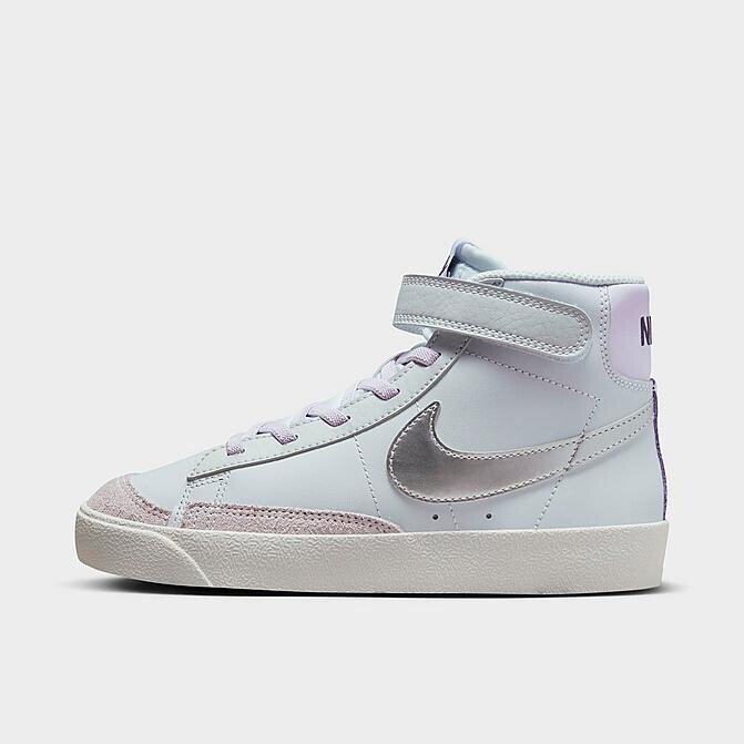 

Детские кроссовки на липучке Nike Blazer Mid 77, бело-серебристый