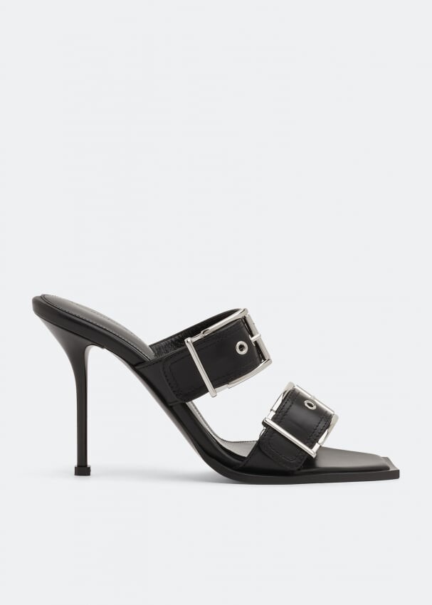 

Мюли ALEXANDER MCQUEEN Punk double buckle mules, черный