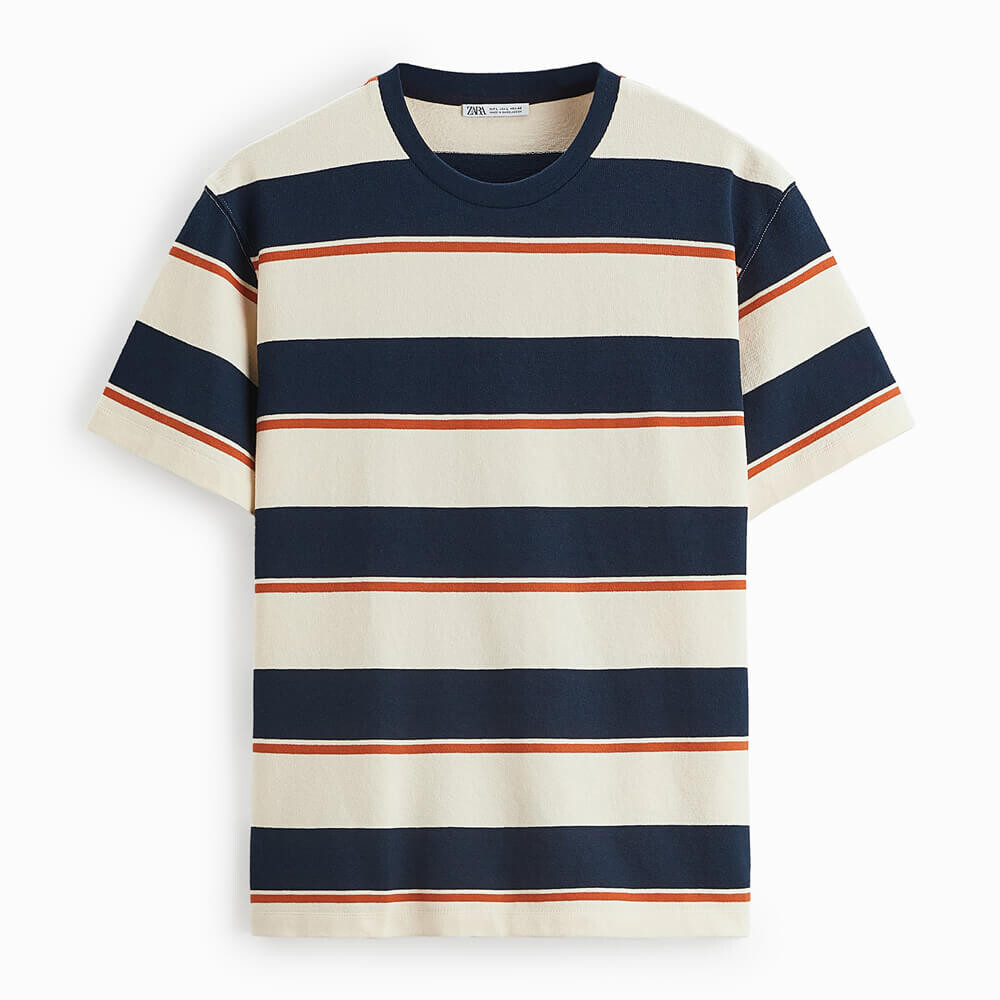 

Футболка Zara Striped, белый/оранжевый
