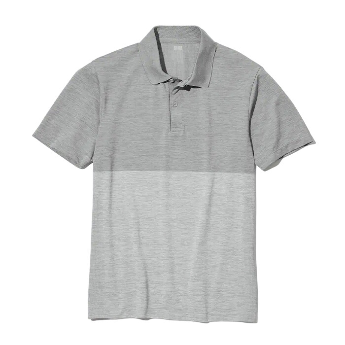 

Рубашка-поло Uniqlo Dry-Ex, серый/светло-серый