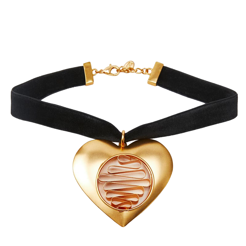 Чокер Zara Heart Velvet, золотистый/черный voire чокер из бирюзы с позолоченным карабином