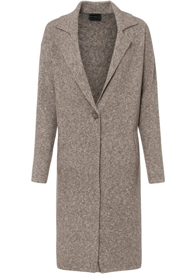 Вязаное пальто Rainbow, коричневый осенне зимнее модное мужское шерстяное пальто однотонное однобортное длинное пальто с лацканами повседневное пальто повседневный тренч