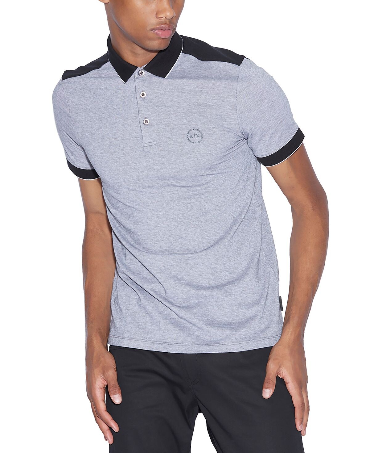 

Мужская рубашка-поло с логотипом accent small circle A|X Armani Exchange, черный