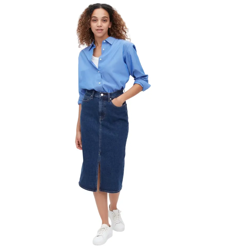 

Юбка Uniqlo Denim Narrow Midi, темно-синий