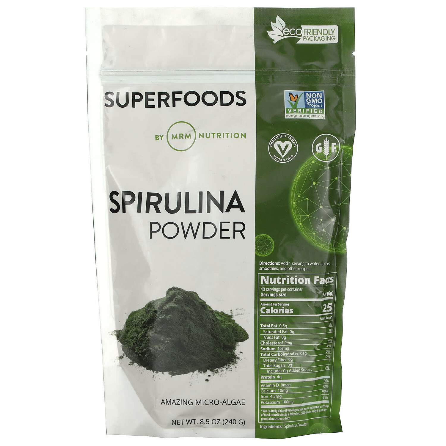 

Порошок необработанной спирулины, 240 г (8,5 унции), MRM Nutrition