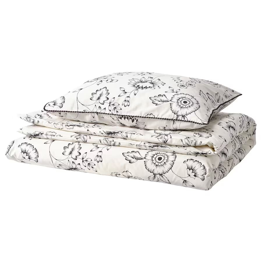 

Комплект постельного белья Ikea Jungfrunava, 2 предмета, 150x200/50x60 см, белый/темно-серый