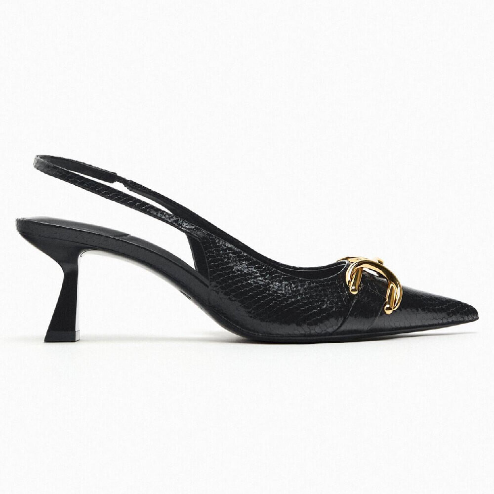 

Туфли Zara Embellished Heeled Slingback, черный