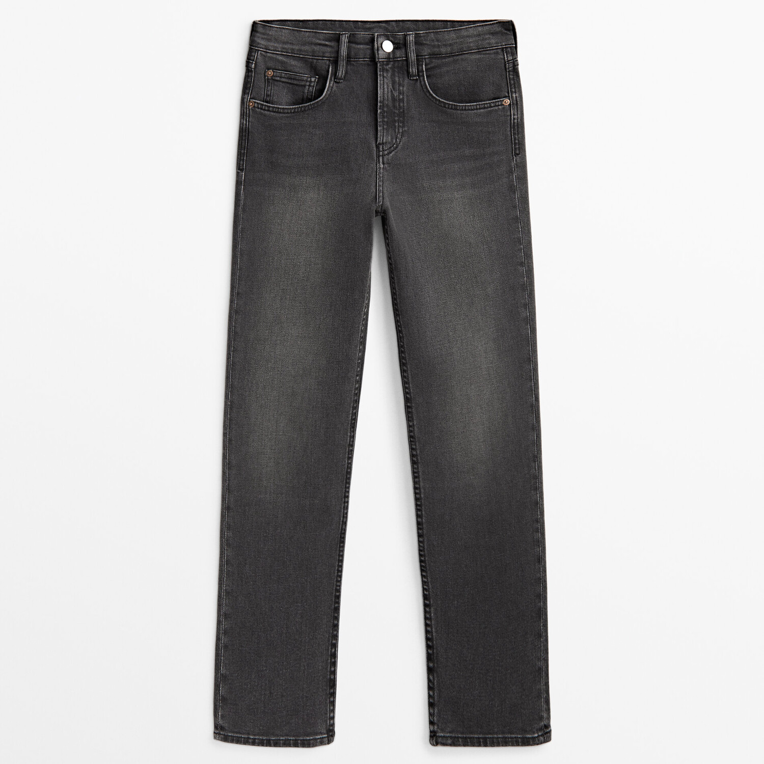 

Джинсы Massimo Dutti Mid-Waist Slim-Cropped-Fit, черный