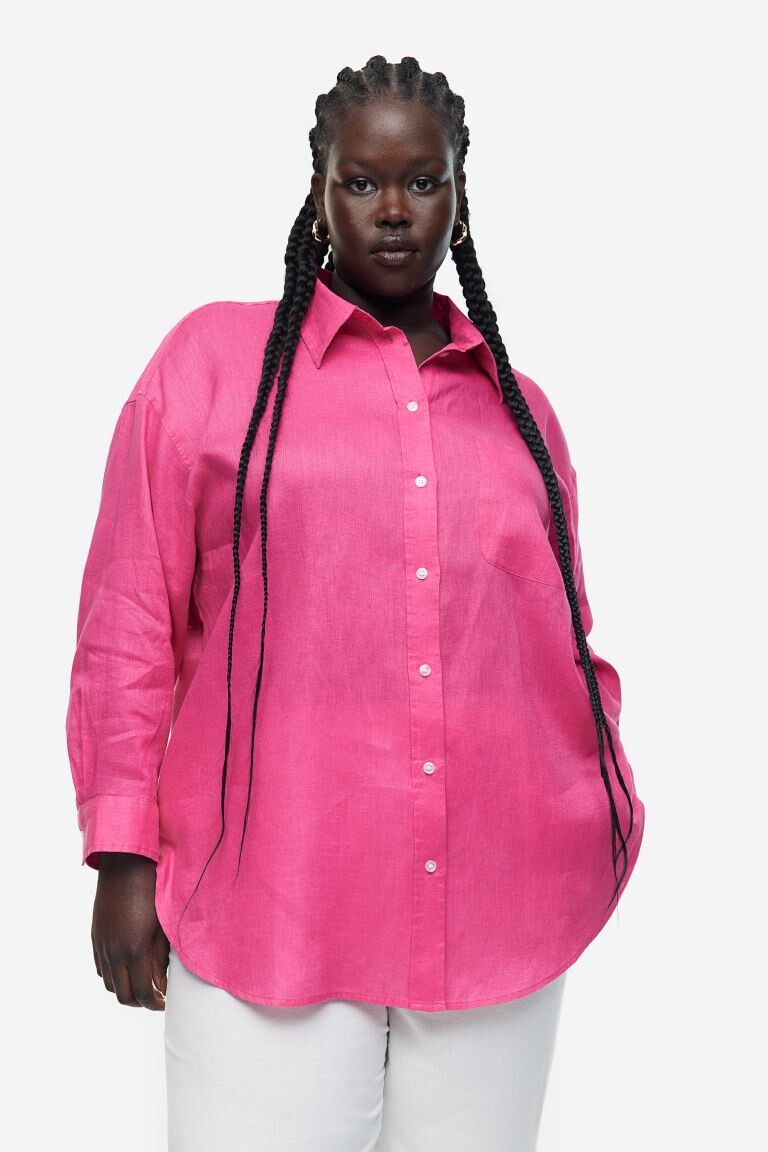 

Льняная рубашка оверсайз H&M, вишневый