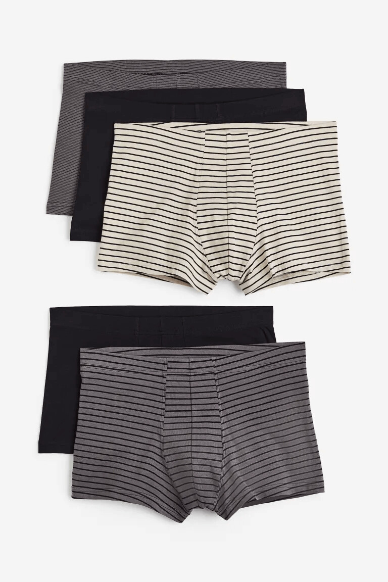 

Комплект боксеров H&M Striped, 5 предметов, черный/серый/белый