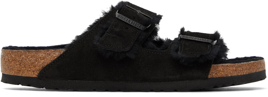 

Черные сандалии Arizona из овечьей шерсти Birkenstock