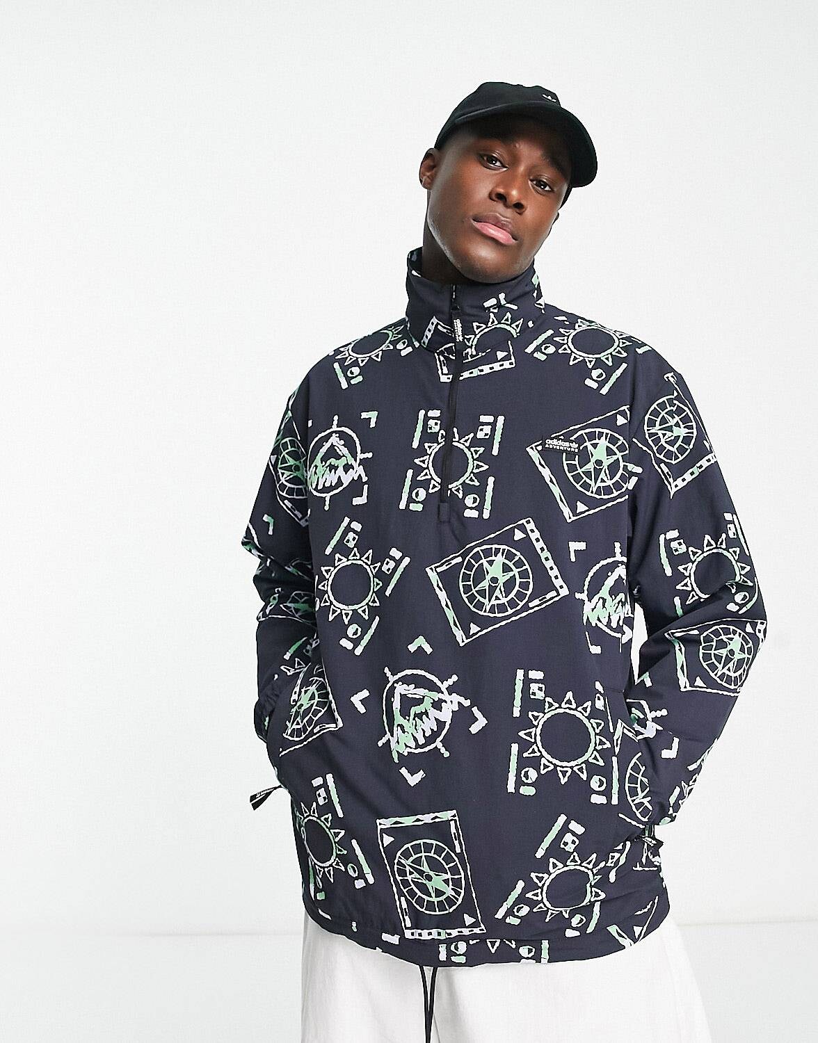 

Черная куртка на молнии adidas Originals Adventure AOP, Черный