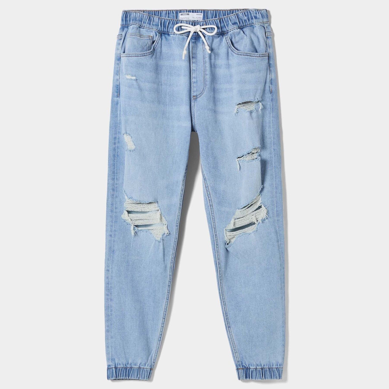 

Джинсы Bershka Ripped Jogger, голубой
