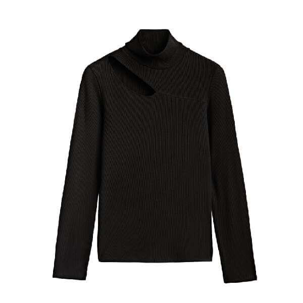 

Водолазка Massimo Dutti Ribbed Cutout, черный